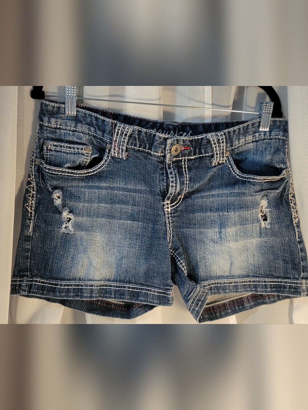 Maurices Dark Blue Washed Denim Shorts